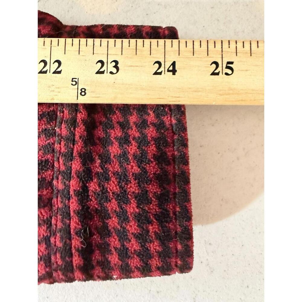 LL Bean Fleece Lined Flannel Mens Size M Red Slightly Fitted Red Black Plaid - Picture 6 of 7
